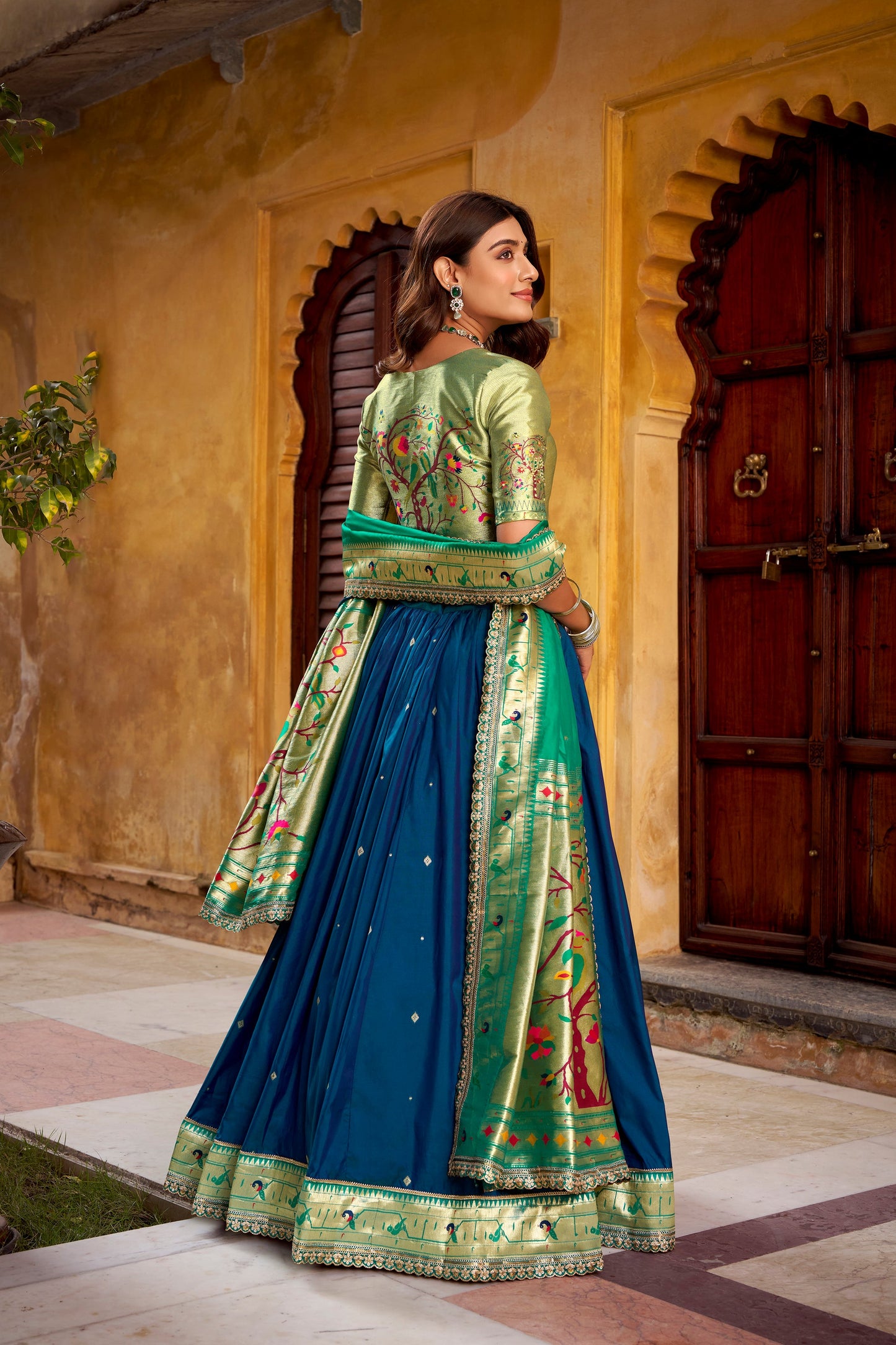 PAITHANI SPECIAL SOFT SILK ZARI WEAVING LEHENGA CHOLI WITH DUPATTA AND BATWA (TT02)