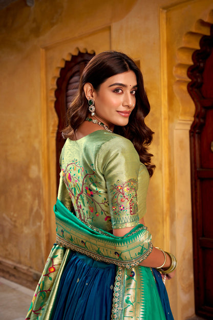 PAITHANI SPECIAL SOFT SILK ZARI WEAVING LEHENGA CHOLI WITH DUPATTA AND BATWA (TT02)