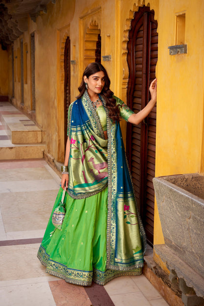PAITHANI SPECIAL SOFT SILK ZARI WEAVING LEHENGA CHOLI WITH DUPATTA AND BATWA (TT02)