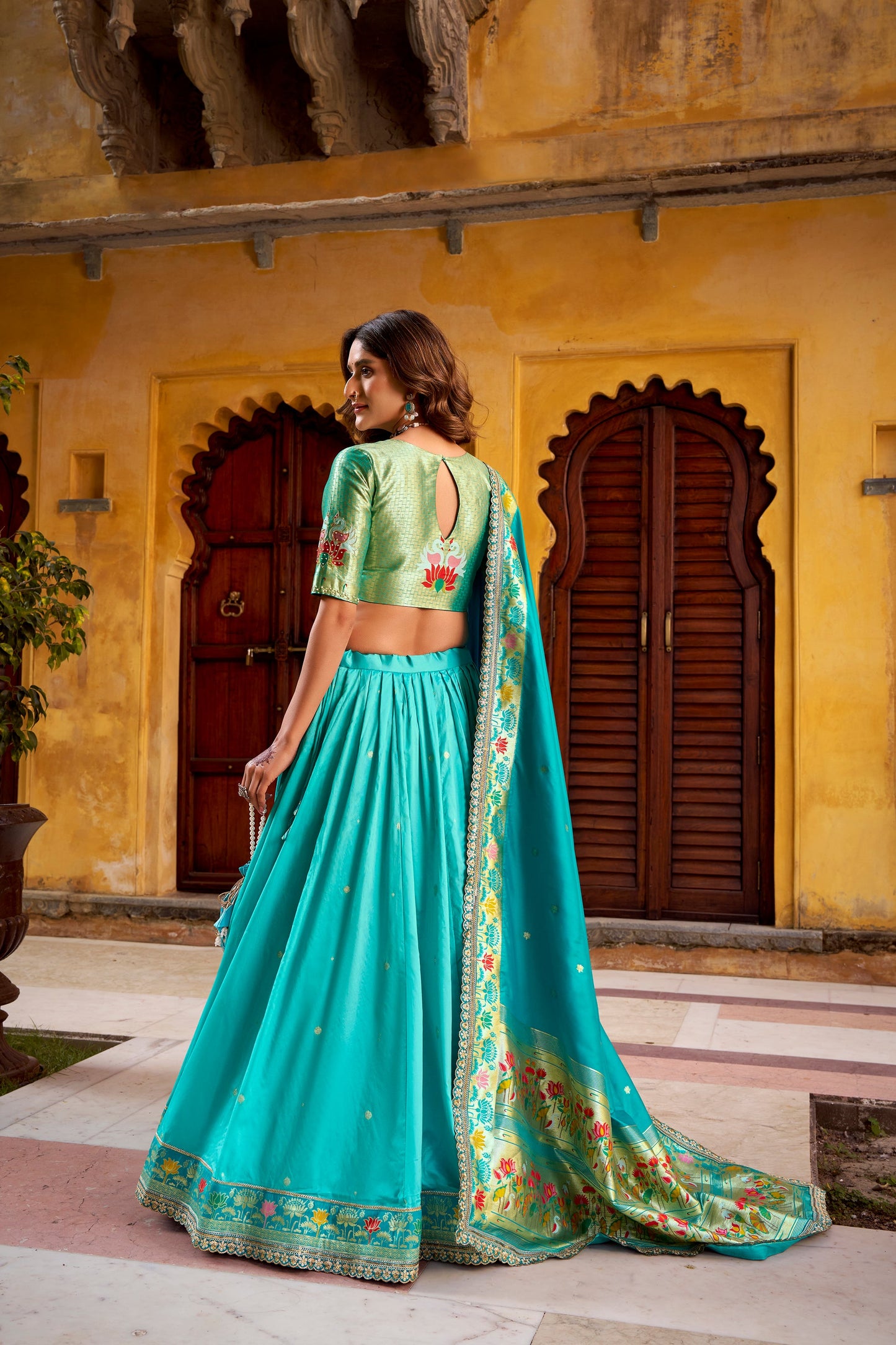 PAITHANI SPECIAL SOFT SILK ZARI WEAVING LEHENGA CHOLI WITH DUPATTA AND BATWA (TT02)
