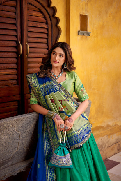PAITHANI SPECIAL SOFT SILK ZARI WEAVING LEHENGA CHOLI WITH DUPATTA AND BATWA (TT02)
