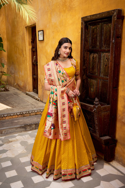 TILTON WEDDING SPECIAL SILK PAITHANI ZARI WEAVING LEHENGA CHOLI WITH DUPATTA