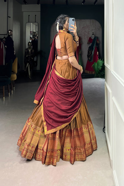 NARAYAN PET ZARI WEAVING LEHENGA CHOLI WITH VICHITRA SILK DUPATTA (WDN130)