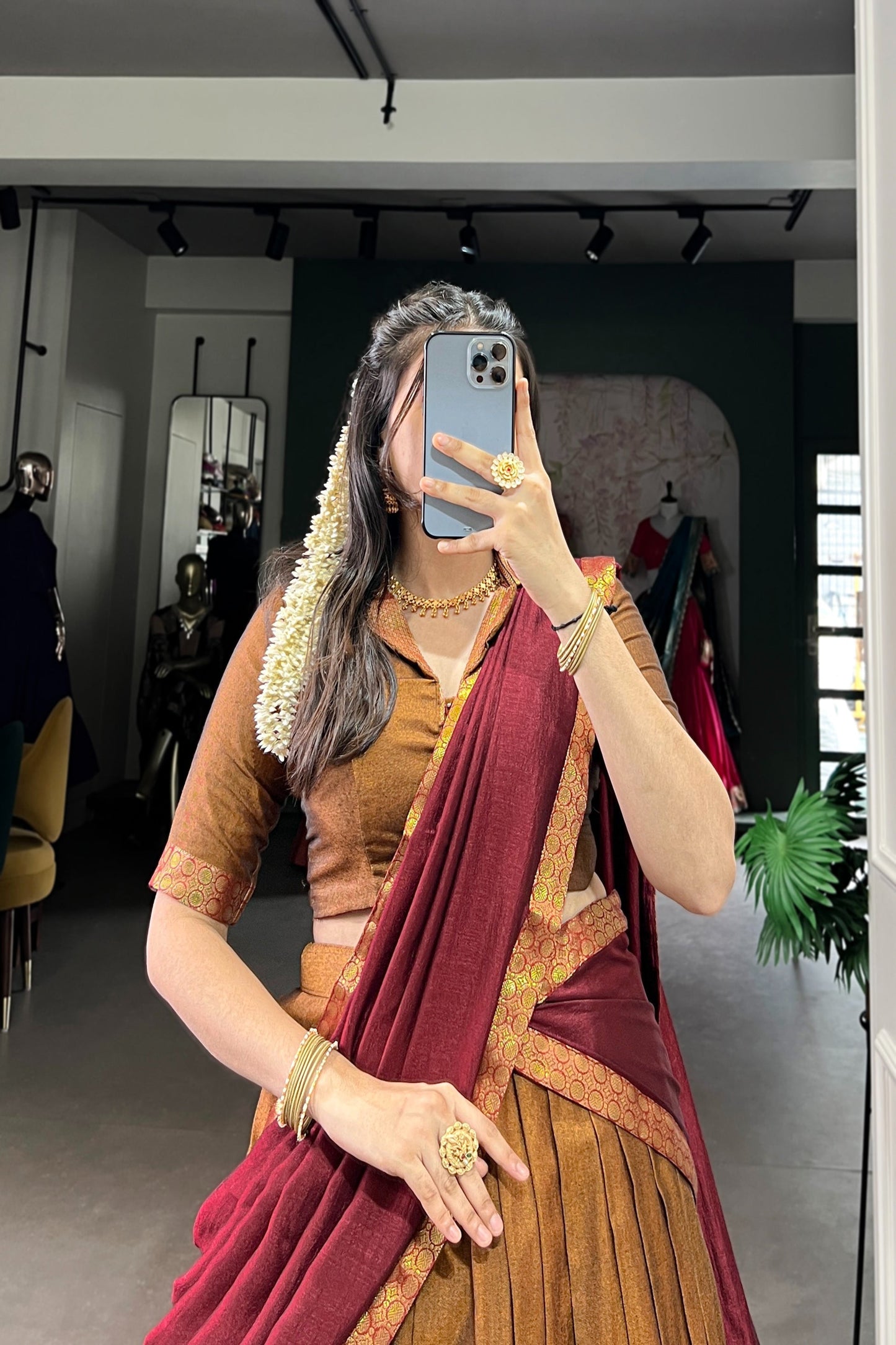 NARAYAN PET ZARI WEAVING LEHENGA CHOLI WITH VICHITRA SILK DUPATTA (WDN130)