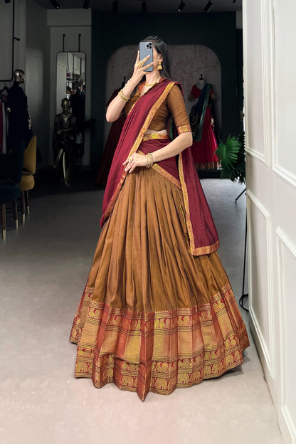 NARAYAN PET ZARI WEAVING LEHENGA CHOLI WITH VICHITRA SILK DUPATTA (WDN130)