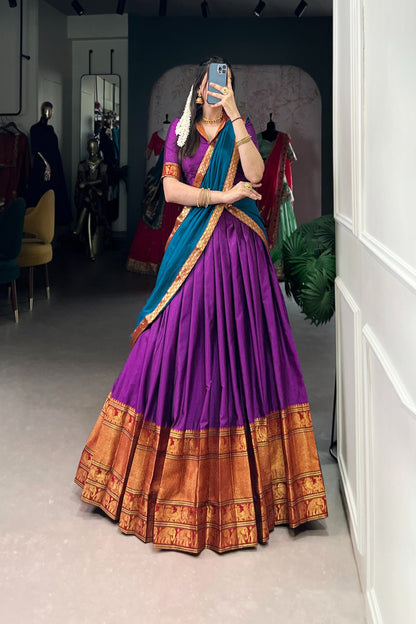 NARAYAN PET ZARI WEAVING LEHENGA CHOLI WITH VICHITRA SILK DUPATTA (WDN130) 02