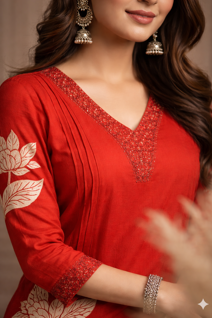 Rust Orange Floral Printed Kurta Palazzo Set with Dupatta (SWDH26)