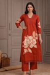 Rust Orange Floral Printed Kurta Palazzo Set with Dupatta (SWDH26)