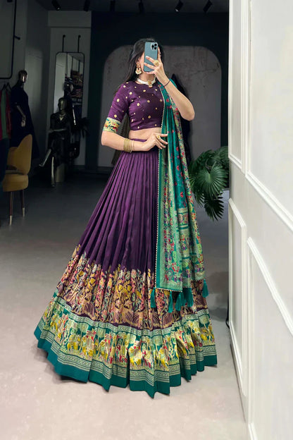 FESTIVAL SPECIAL TUSSAR SILK LEHENGA CHOLI WITH DUPATTA(WD88) (03)