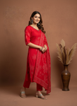 Elegant Red Printed Kurta Set with Dupatta for Women (SWDH09)