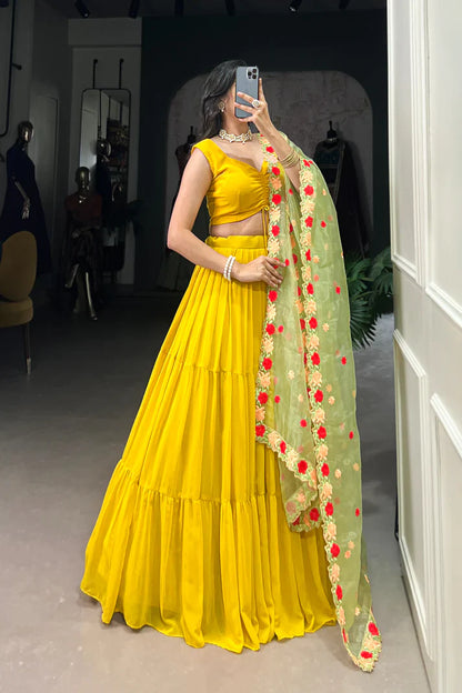 PREMIUM GEORGETTE PLAIN LEHENGA CHOLI WITH ORGANZA DUPATTA(WD103)