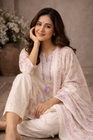 Ivory Floral Printed Kurta Set with Matching Dupatta for Women (SWDH14)
