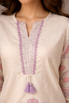 Ivory Floral Printed Kurta Set with Matching Dupatta for Women (SWDH14)