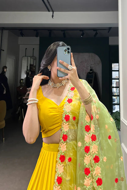 PREMIUM GEORGETTE PLAIN LEHENGA CHOLI WITH ORGANZA DUPATTA(WD103)