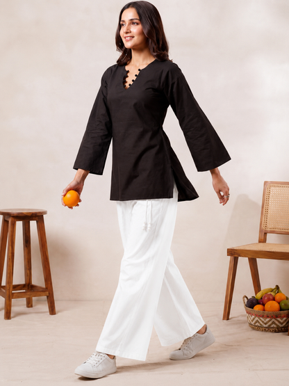 Elegant V-Neck Tunic & Palazzo Set  (CJ03)
