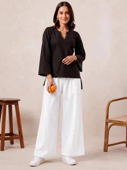 Elegant V-Neck Tunic & Palazzo Set  (CJ03)