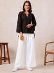 Elegant V-Neck Tunic & Palazzo Set  (CJ03)
