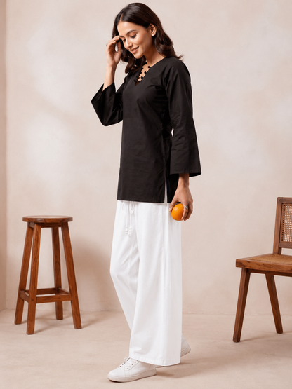 Elegant V-Neck Tunic & Palazzo Set  (CJ03)
