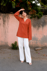 Elegant V-Neck Tunic & Palazzo Set  (CJ03)