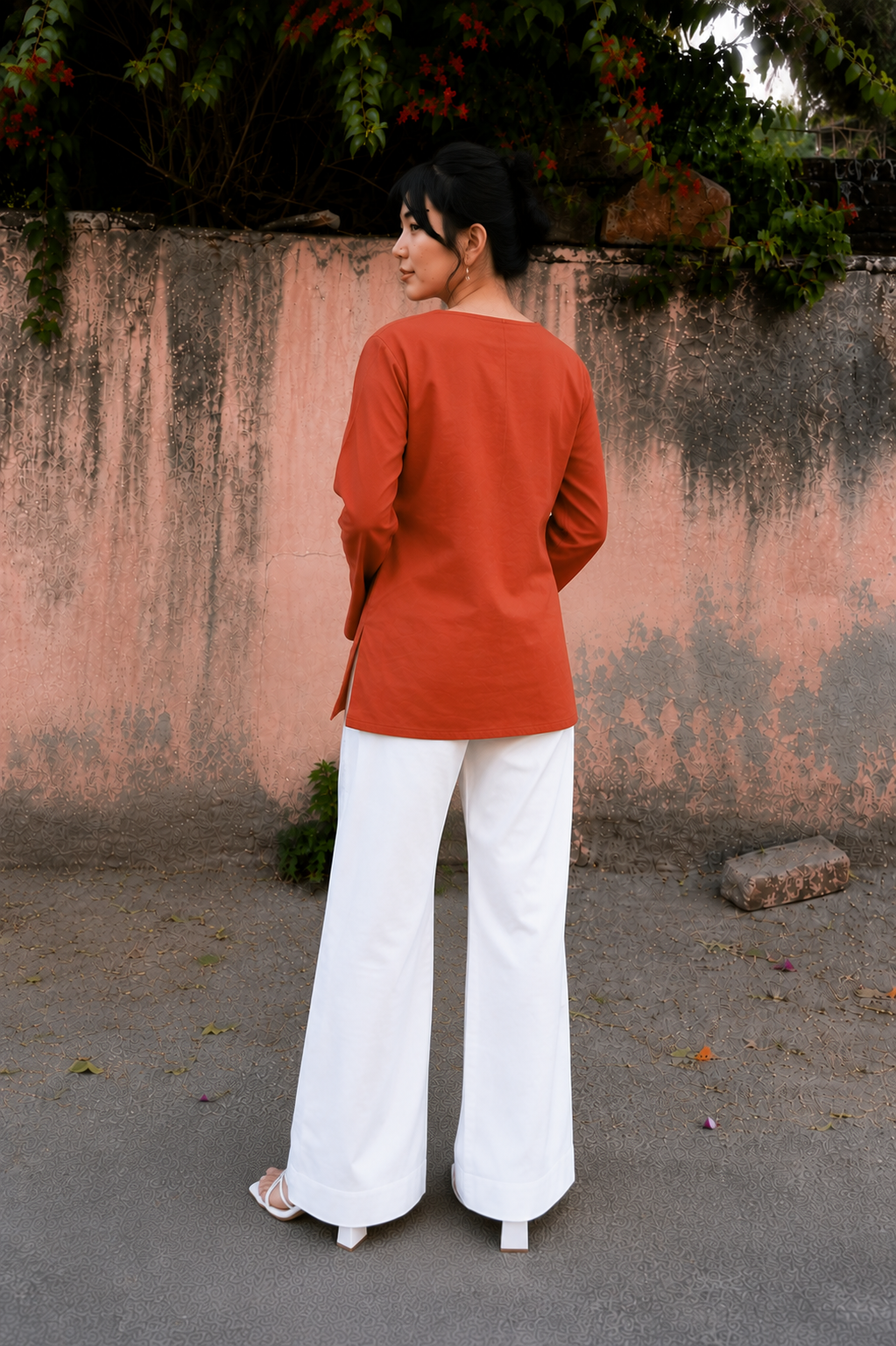 Elegant V-Neck Tunic & Palazzo Set  (CJ03)
