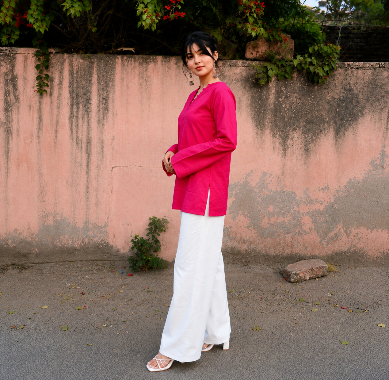 Elegant V-Neck Tunic & Palazzo Set  (CJ03)