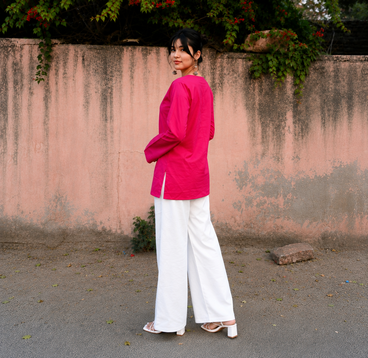 Elegant V-Neck Tunic & Palazzo Set  (CJ03)