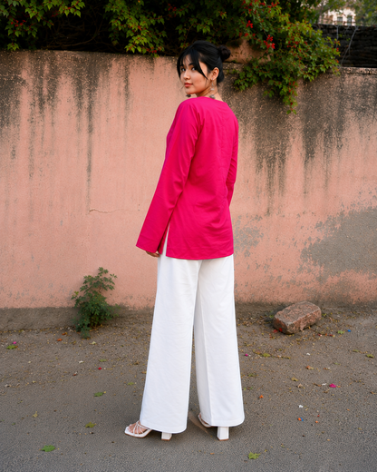 Elegant V-Neck Tunic & Palazzo Set  (CJ03)