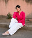 Elegant V-Neck Tunic & Palazzo Set  (CJ03)