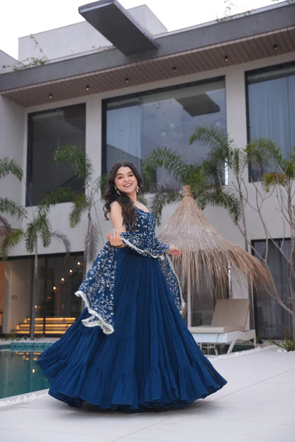 WEDDING SPECIAL SOFT GEORGETTE EMBROIDERED GOWN WITH DUPATTA(WD110)