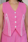 Embroidered Button-Front Co-Ord Set (CJ04)