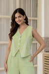 Embroidered Button-Front Co-Ord Set (CJ04)