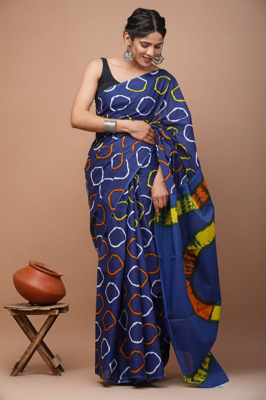 New Exclusive Block Printed Pure Cotton Saree