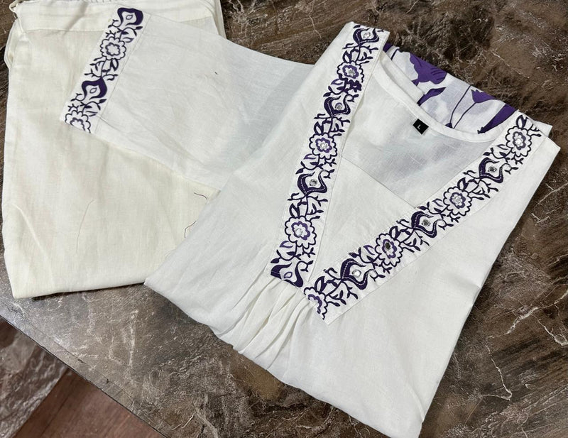 Look stylish in our new Hand Block print Long slit Cotton 60'60 A,line kurta pant set for all day comfort