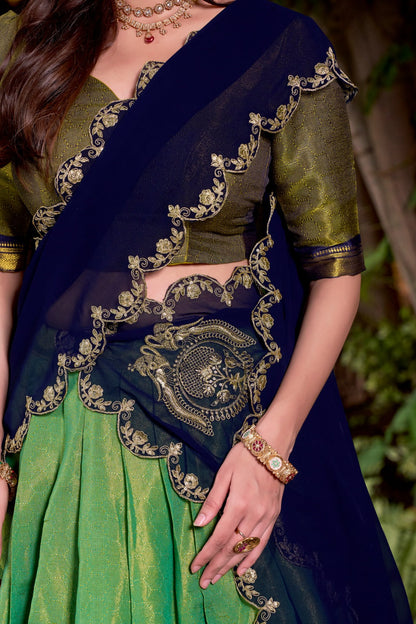 FESTIVE SPECIAL KANCHIPURAM LEHENGA CHOLI WITH GEORGETTE DUPATTA (WDN86) 02