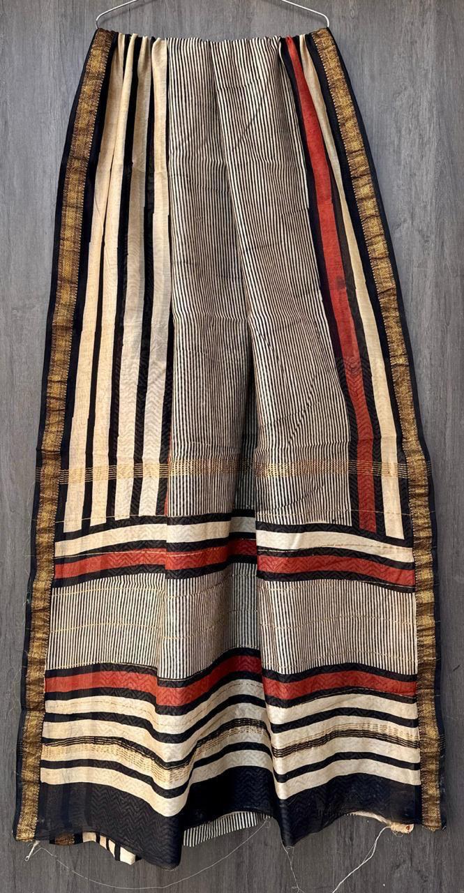 Exclusive Hand Block Printed Maheshwari Silk Saree (SWSRMAH68)