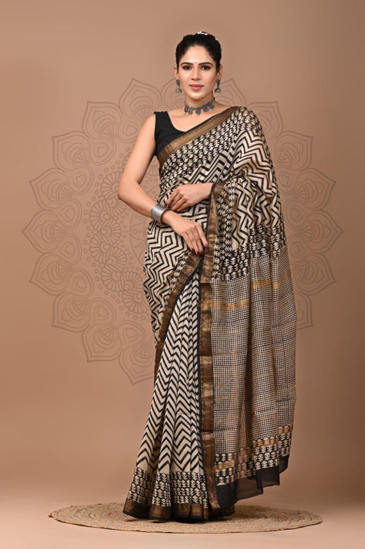 Flora Printed Maheshwari Silk Saree (SWSRMAH09)
