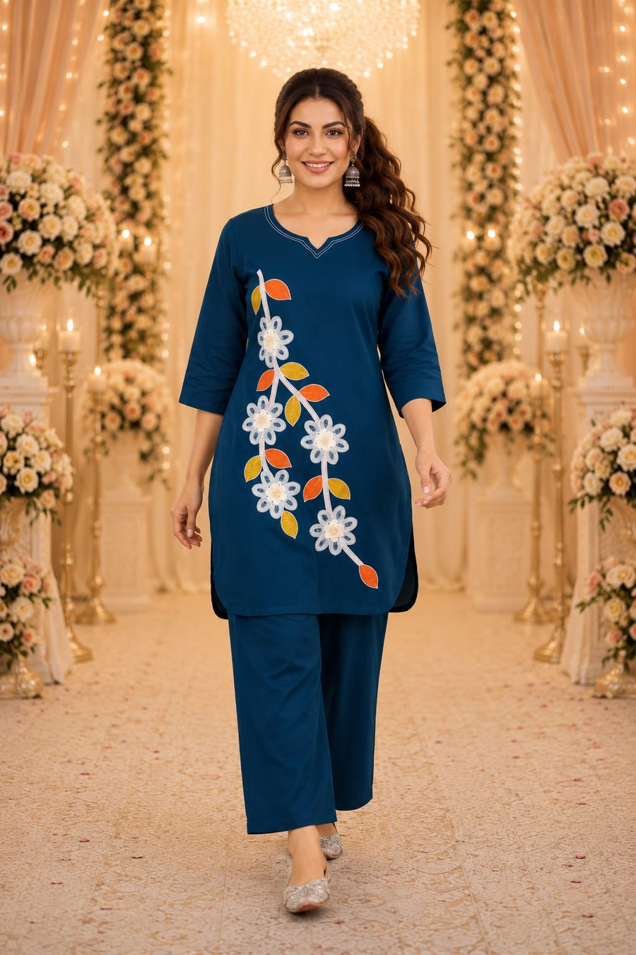 Elegant Floral Fusion Kurta Set (RRRD52)