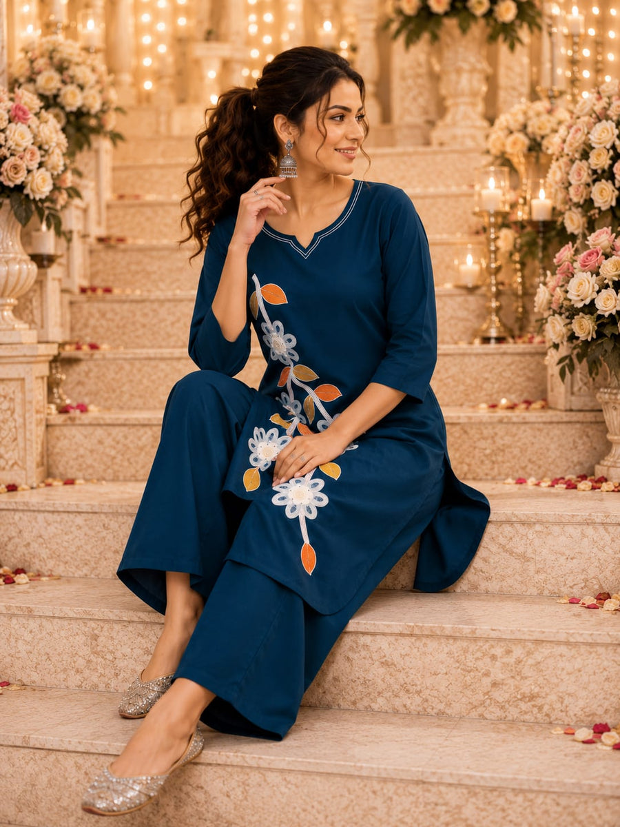 Elegant Floral Fusion Kurta Set (RRRD52)