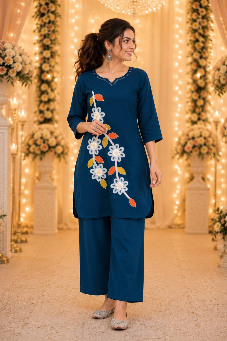 Elegant Floral Fusion Kurta Set (RRRD52)