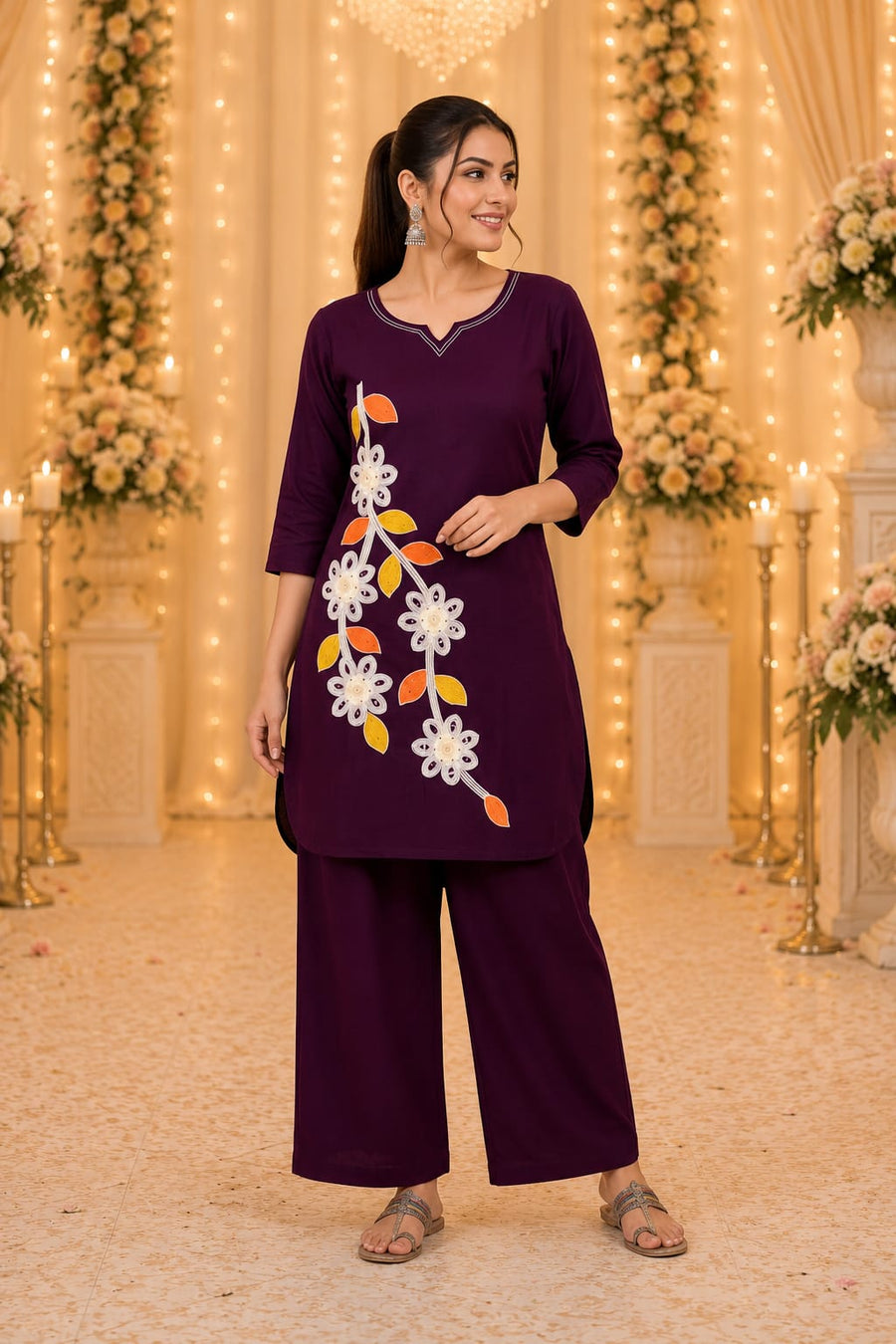 Elegant Floral Fusion Kurta Set (RRRD52)