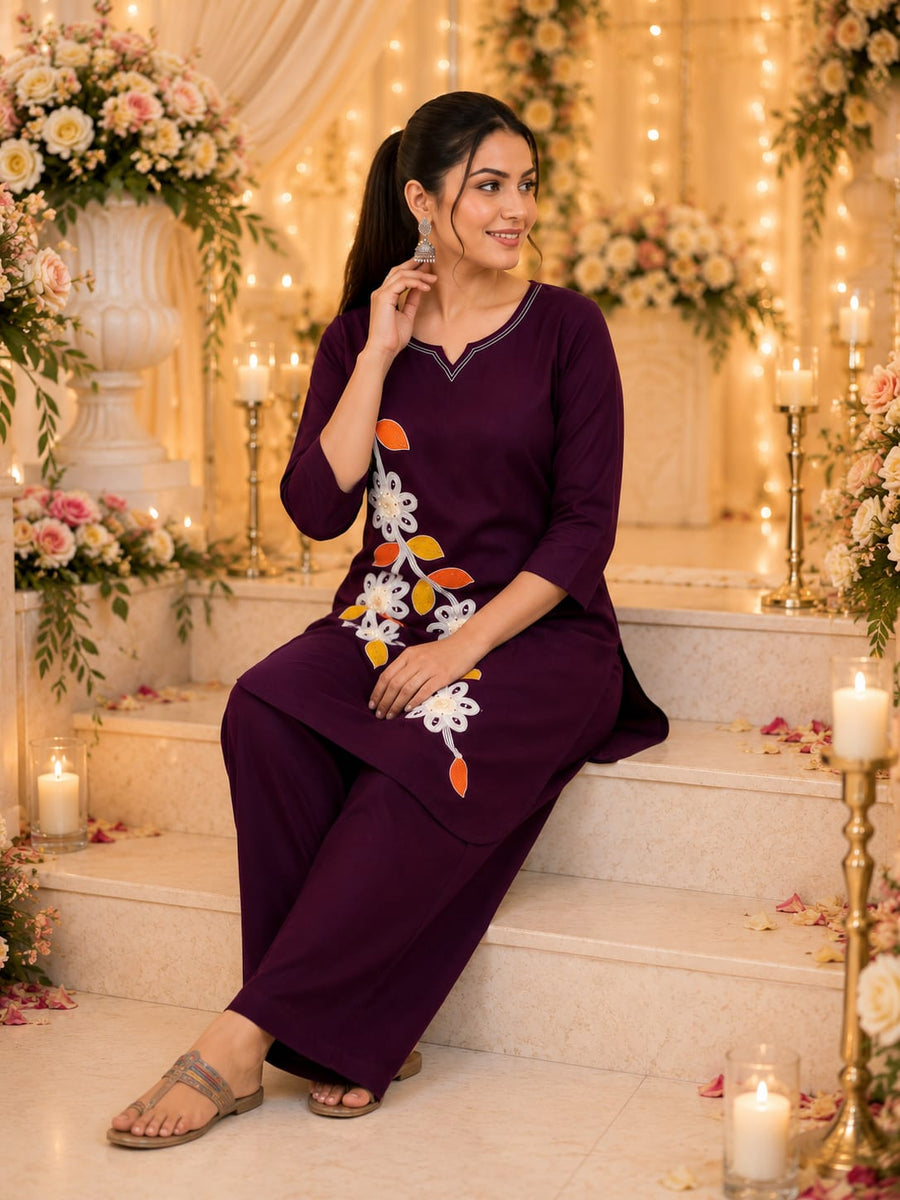Elegant Floral Fusion Kurta Set (RRRD52)