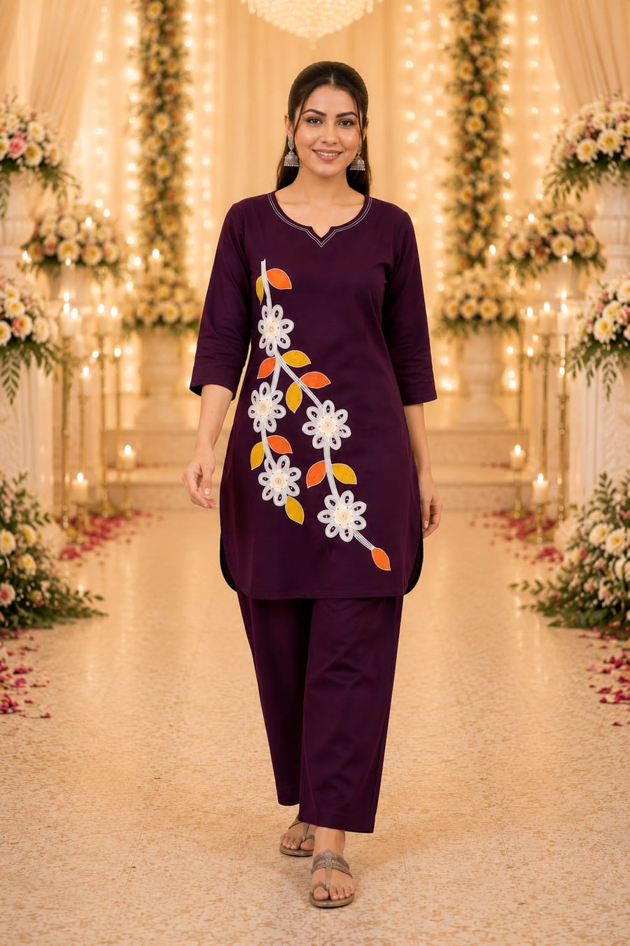 Elegant Floral Fusion Kurta Set (RRRD52)