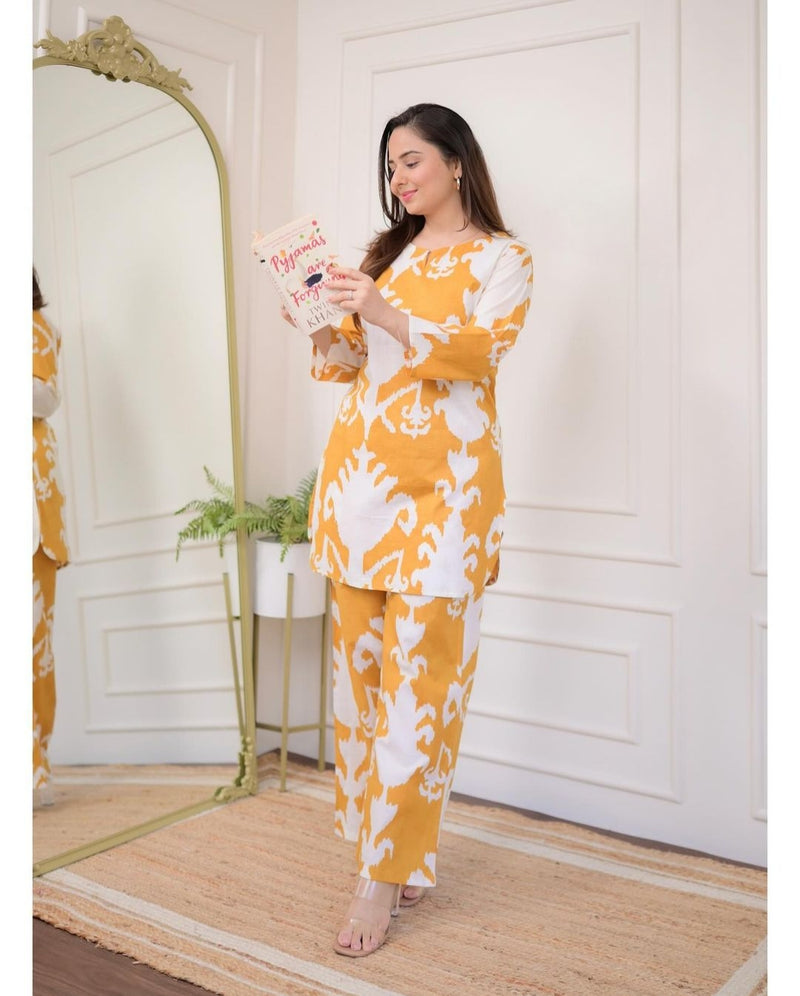 Featuring Beautiful cotton co-ords sets, which are so elegant yet stylish.it has beautiful comfortable silhouette with an amazing print.