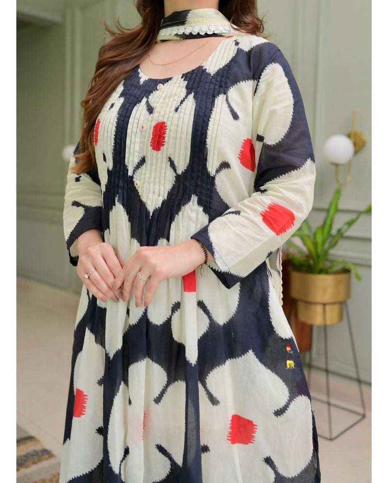 🌹🌹Pure fine Cotton fabric  Kurti with Pant with cotton 100-100 Dupatta🌹🌹