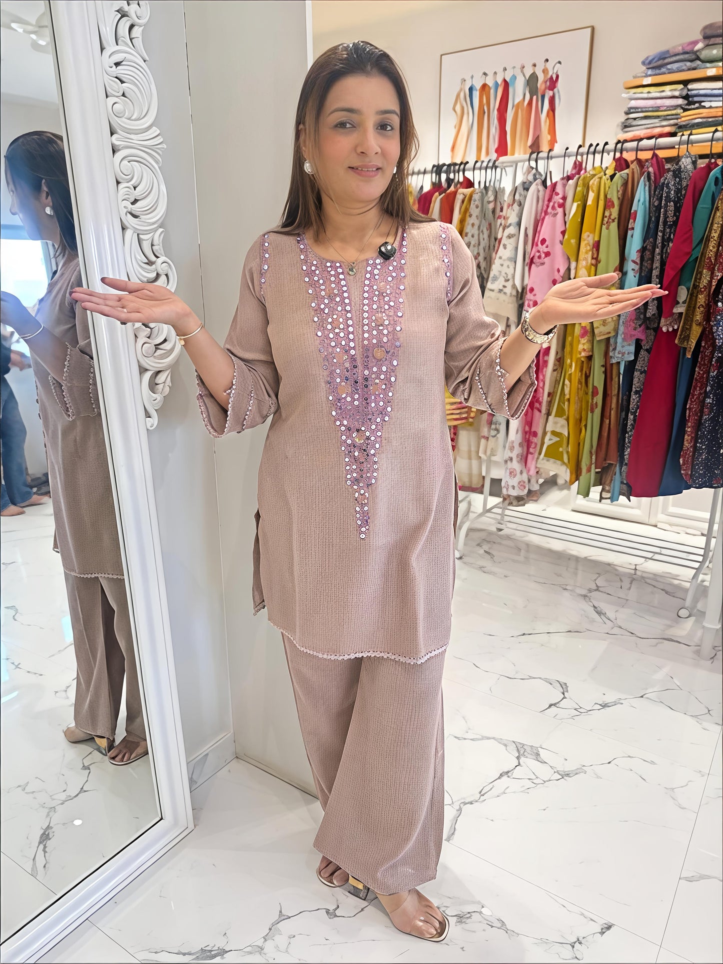 Premium cotton flex  top with beautifuly embroidery work (RD028)