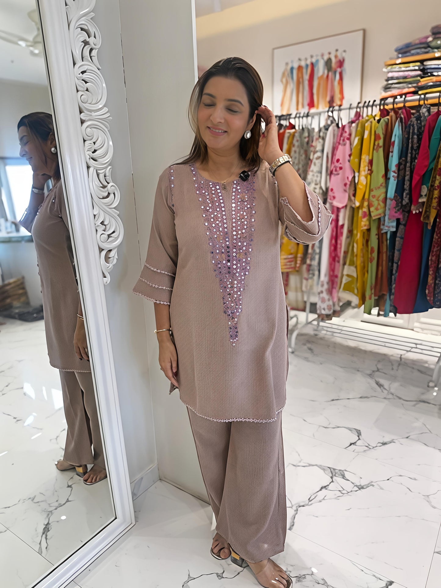 Premium cotton flex  top with beautifuly embroidery work (RD028)