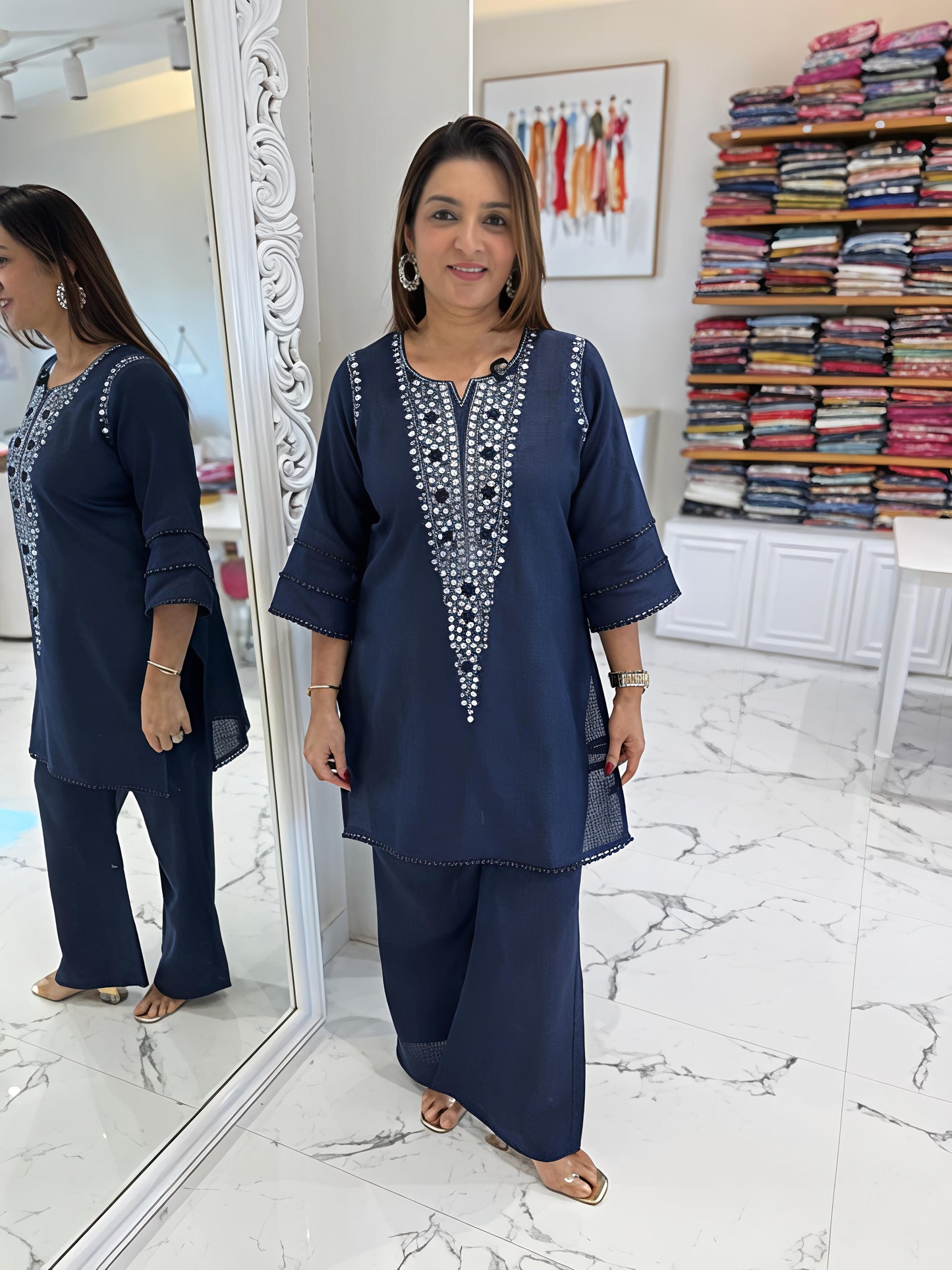 Premium cotton flex  top with beautifuly embroidery work (RD028)