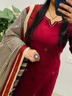 Elegant Kurta Set with Handcrafted Striped Dupatta(SWSK46)