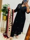 Elegant Kurta Set with Handcrafted Striped Dupatta(SWSK46)