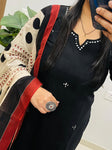 Elegant Kurta Set with Handcrafted Striped Dupatta(SWSK46)